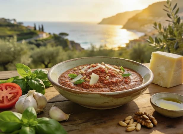 Hausgemachtes Rotes Pesto mit getrockneten Tomaten